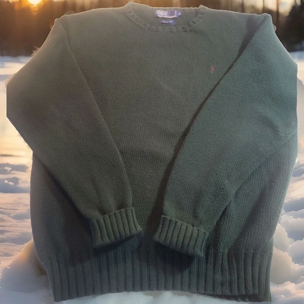 Polo Ralph Lauren Men's XL Green Knit Crewneck Vintage Heavy 90s VTG Preppy 1189
